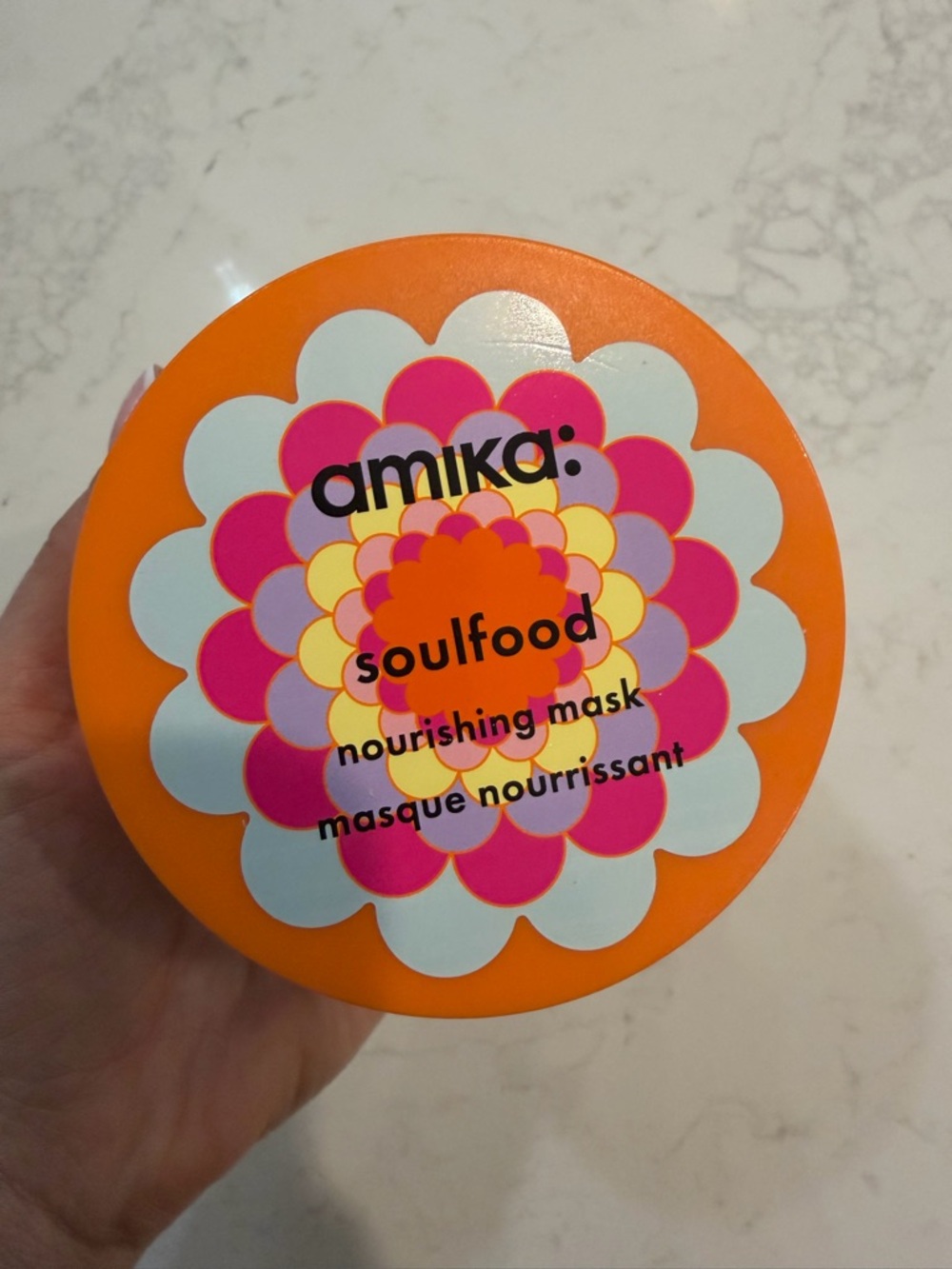 amika Soulfood Nourishing Mask - Orange Jar with Pink & Yellow Floral Design